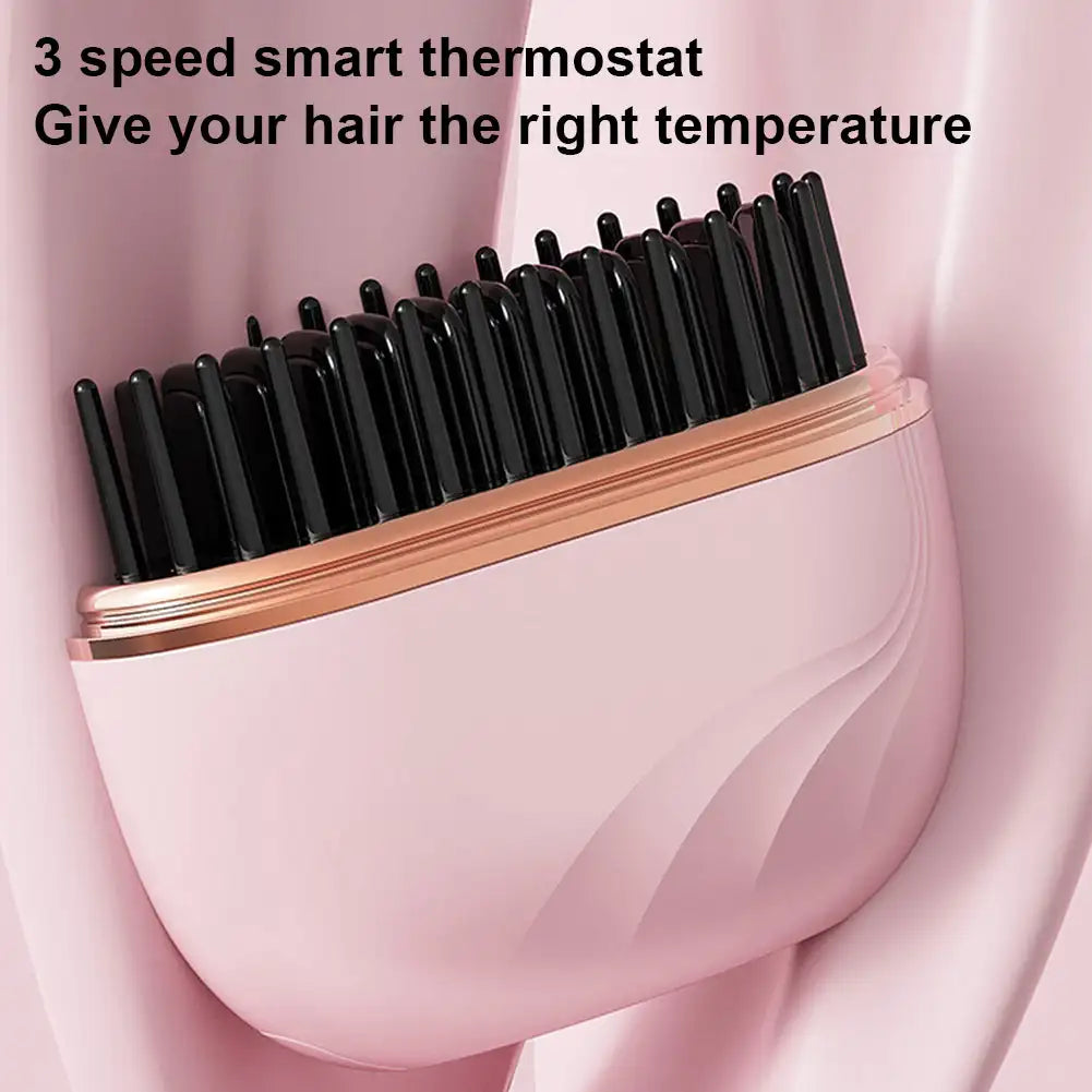 Electric Heating Hair Straightener Brush Portable Mini Hair Straightener