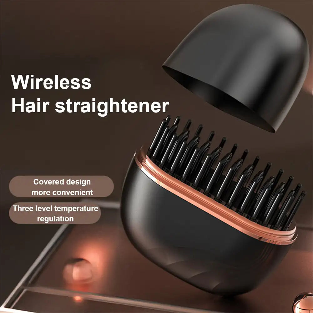 Electric Heating Hair Straightener Brush Portable Mini Hair Straightener