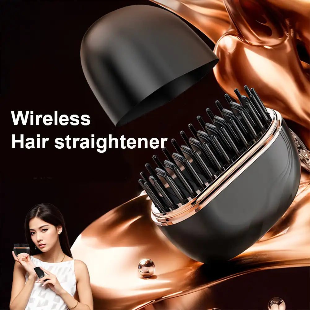 Electric Heating Hair Straightener Brush Portable Mini Hair Straightener