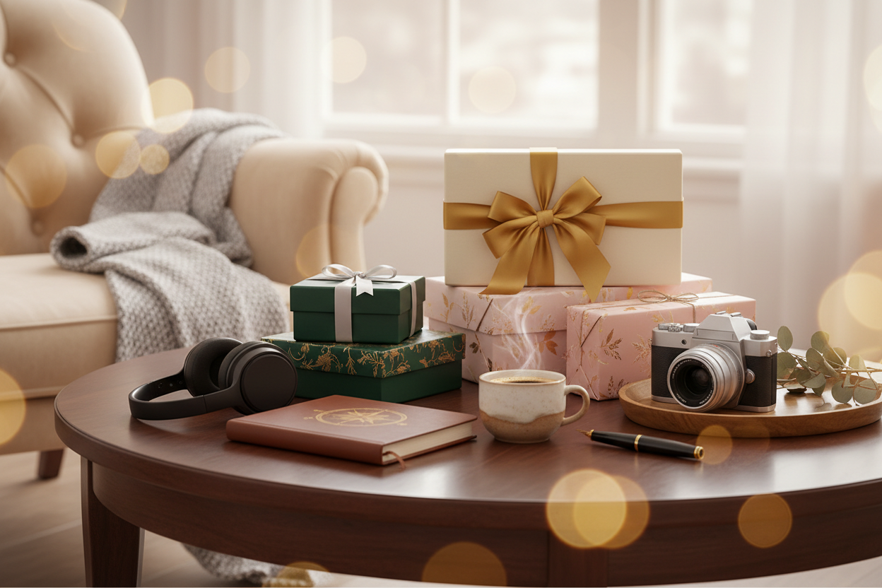 popular products showcase with some gift box for home banner